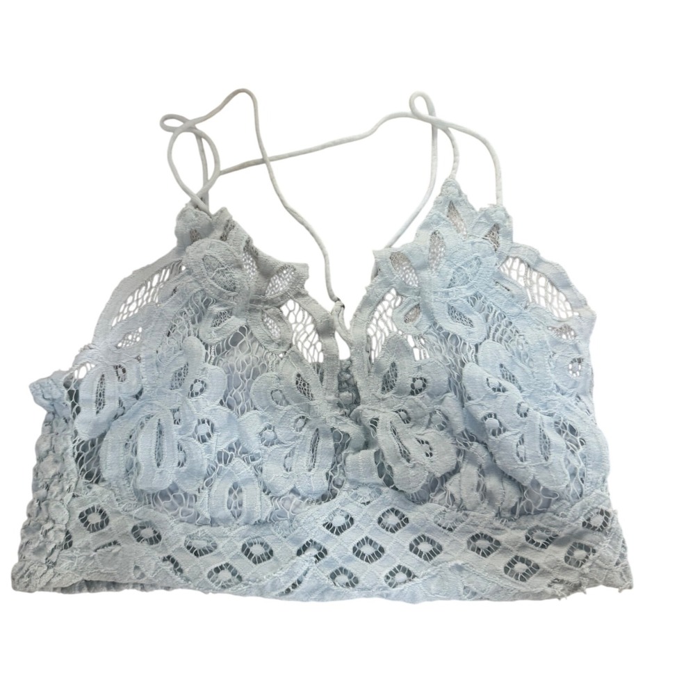 Free People Intimately FP Lace Bralette Size M Blue Smocked Adjustable Straps